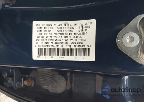 2017 Honda Accord Ex z USA, uszkodzony, nr VIN 1HGCR2F75HA253163